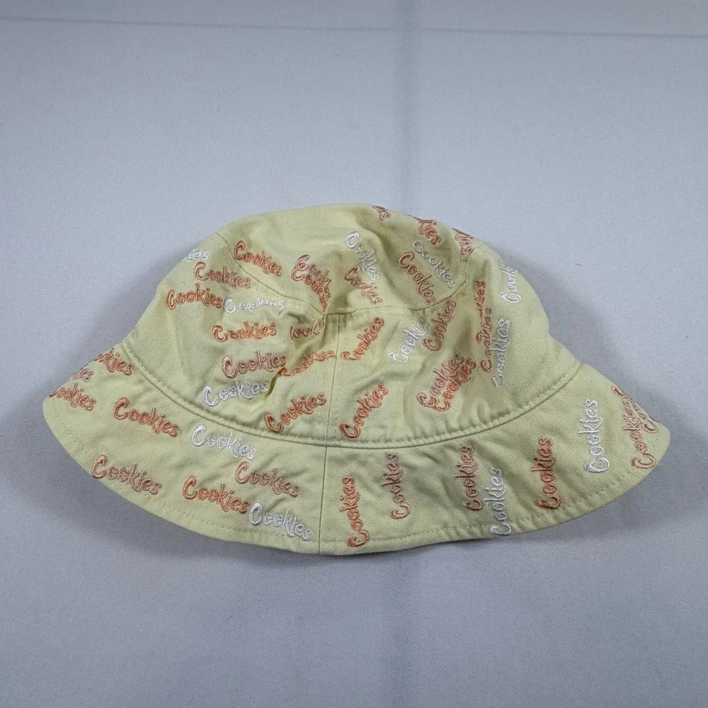 Cookies‎ SF Bucket Hat Pale Yellow All Over Embroidered Logo Streetwear S/M